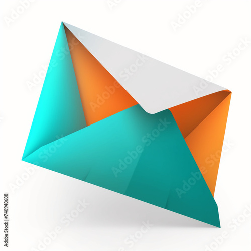 icon of an envelope, teal and orange aestethic, isolated subject сreated with Generative Ai