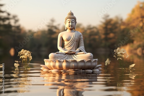 a statue of buddha in the water