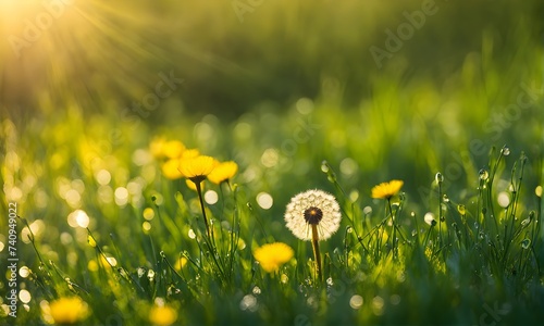 Dandelion in grass field