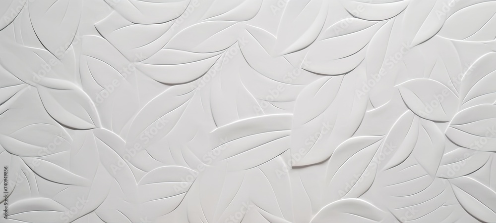 White wall texture with leaves and curves White wall texture with leaves and curves