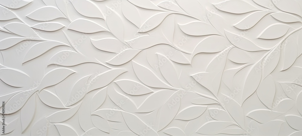 White wall texture with leaves and curves White wall texture with leaves and curves