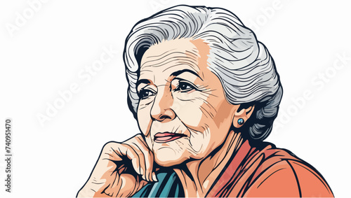 Mujer mayor pensativa