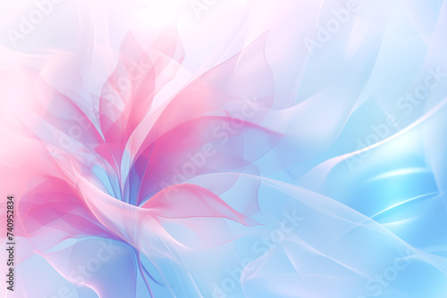 Abstract Soft Pink and Blue Floral Design on Gentle Gradient Background