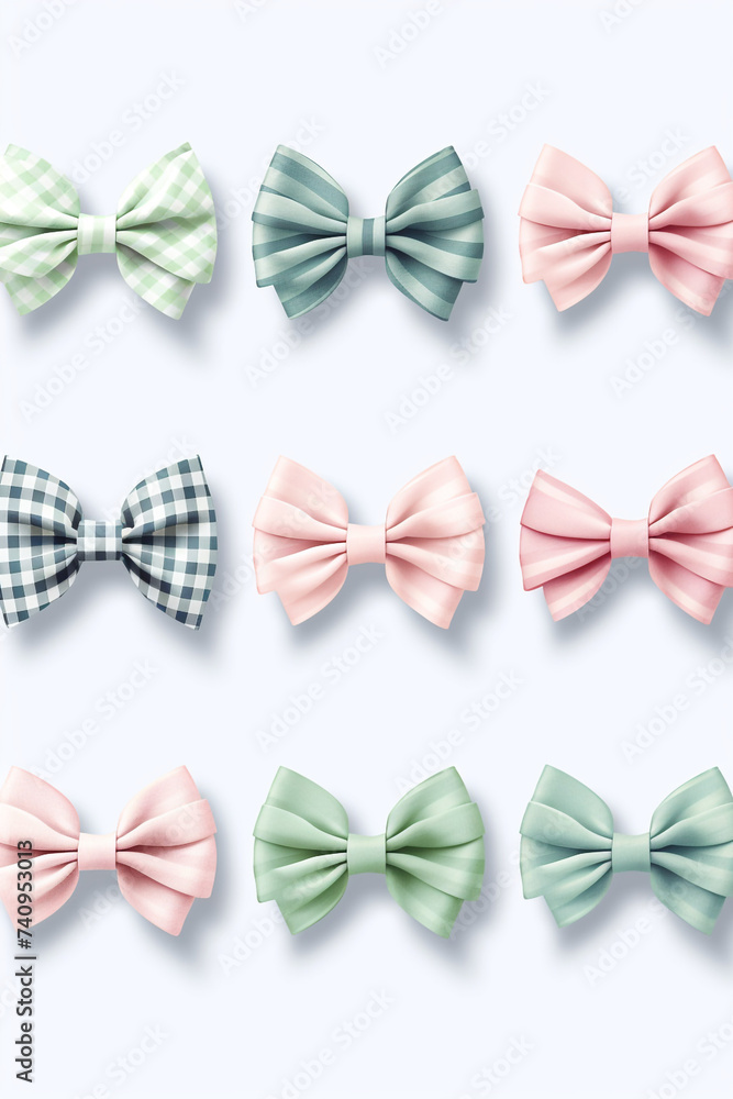 graphic label set ,Gingham label with a charming bow illustration for added femininity сreated with Generative Ai