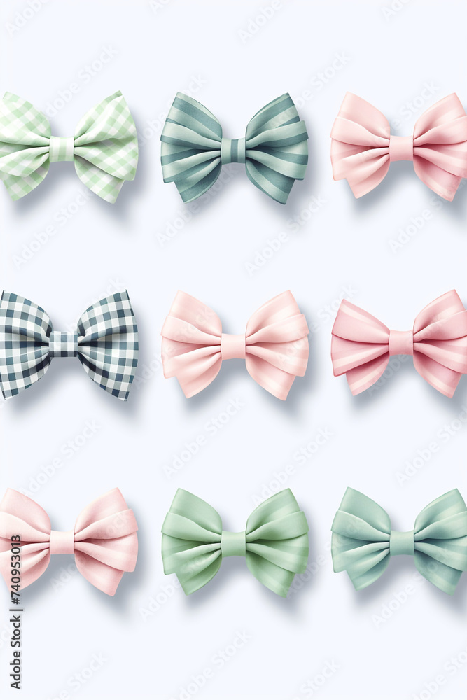 graphic label set ,Gingham label with a charming bow illustration for added femininity сreated with Generative Ai graphic label set ,Gingham label with a charming bow illustration for added femininity сreated with Generative Ai