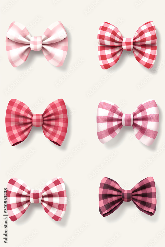 graphic label set ,Gingham label with a charming bow illustration for added femininity сreated with Generative Ai