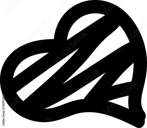 illustration of an heart icon logo black and white background