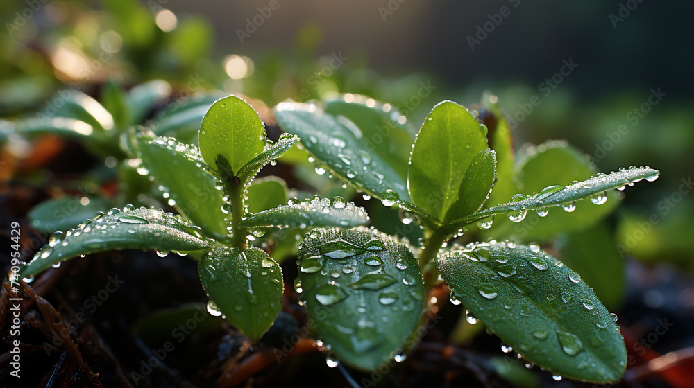 dew on the plants at morning сreated with Generative Ai dew on the plants at morning сreated with Generative Ai