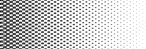 horizontal black halftone of camera icon design on white for pattern and background.