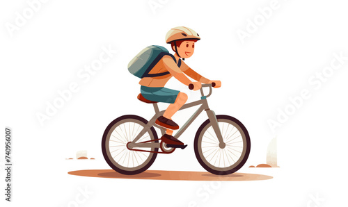 kid boy riding bicycle vector flat minimalistic isolated illustration