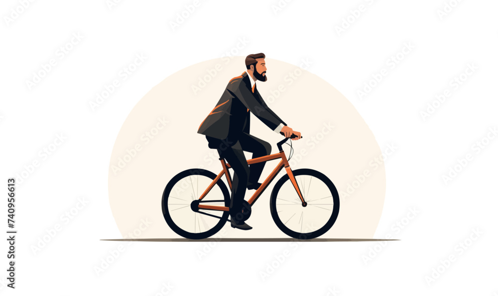 Obraz premium black man riding bycicle vector flat isolated illustration