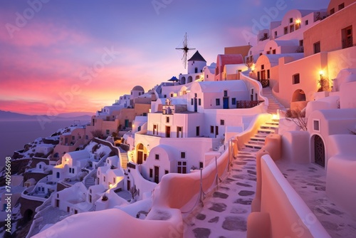 Santorini, greece. Mesmerizing beauty of the sunset skyline and colorful sky