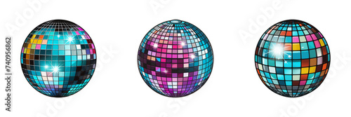 Cartoon Disco Ball Set. Vector Illustration