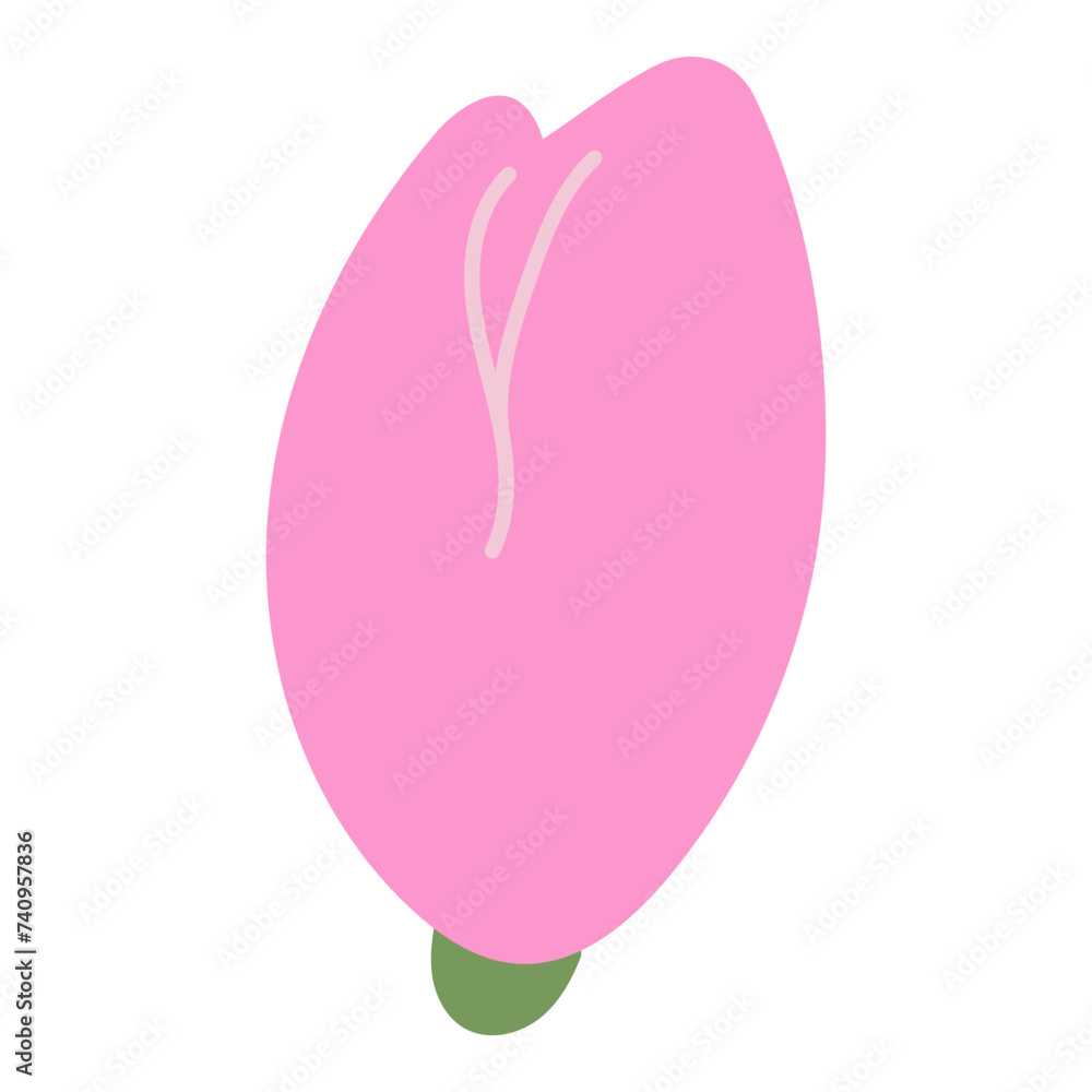 Flat flower bud element for beautiful design. Simple form. Vector drawing.