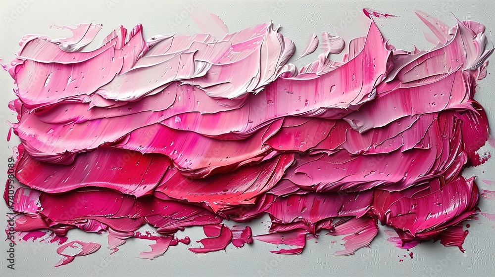 Pink oil brush stroke on white canvas.