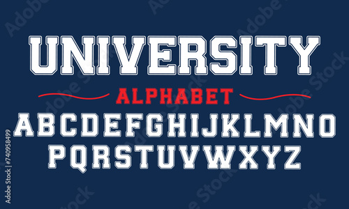 Editable typeface vector. University sport font in american style for football, baseball or basketball logos and t-shirt. 