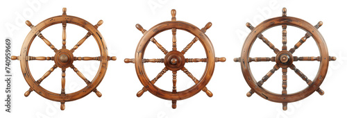 Ship boat steering wheels isolated on transparent or white background, png photo