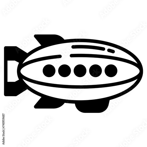 Blimp glyph and line vector illustration