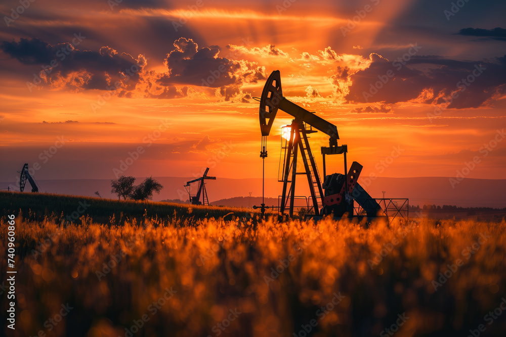 Naklejka premium Pump jack oil