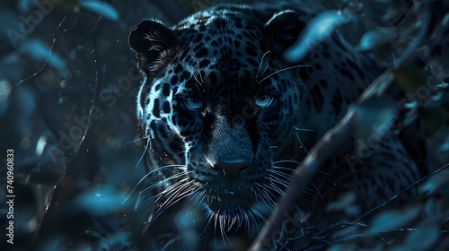 Majestic Panther in habitat. Dangerous animal. 