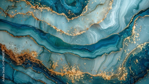 Abstract Blue and Gold Marble Texture for Luxury Background or Elegant Wallpaper Design