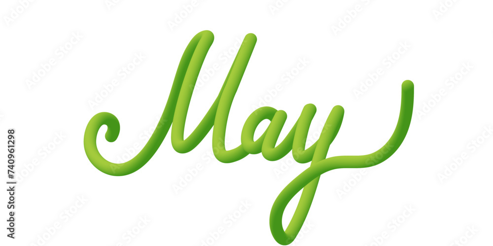 Handwritten text May isolated on a transparent background. Gradient lettering with 3d effect. Vector illustration for calendar Handwritten text May isolated on a transparent background. Gradient lettering with 3d effect. Vector illustration for calendar