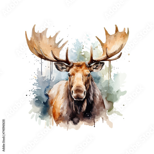 Watercolor moose clipart for graphic resources