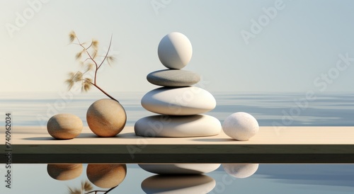 zen stone set near mirror