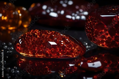 red glassy stones