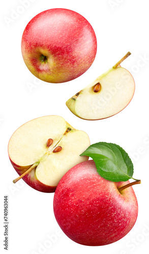 Red apple collection isolated. Red apple on white. Full depth of field. With clipping path