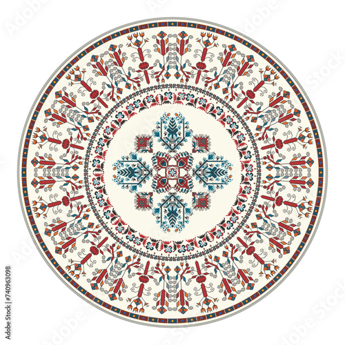 Traditional Bulgarian embroidery design element over white background