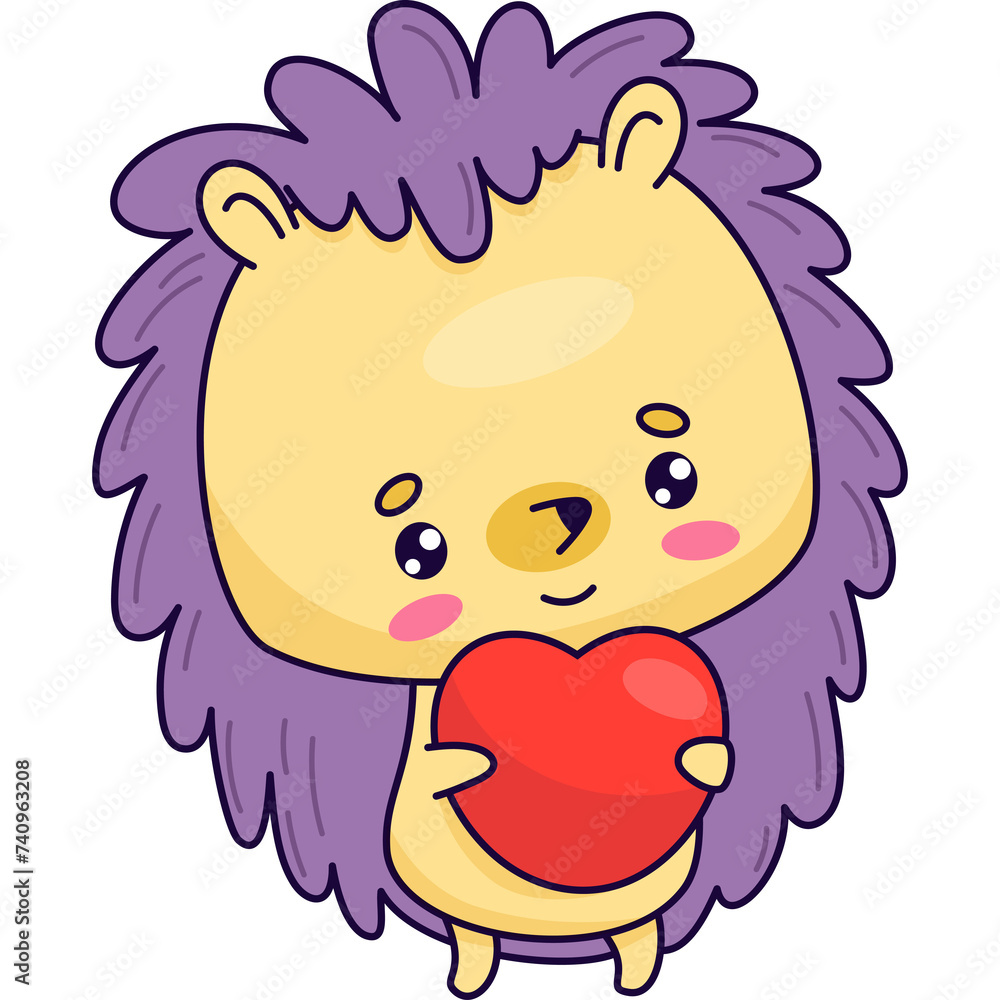 Obraz premium Cartoon hedgehog with heart