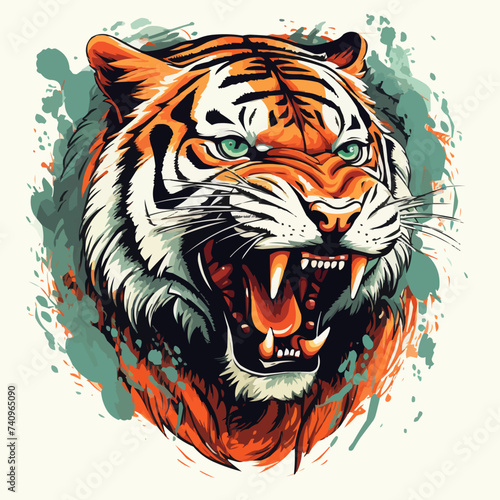 Roaring tiger head vector illustration