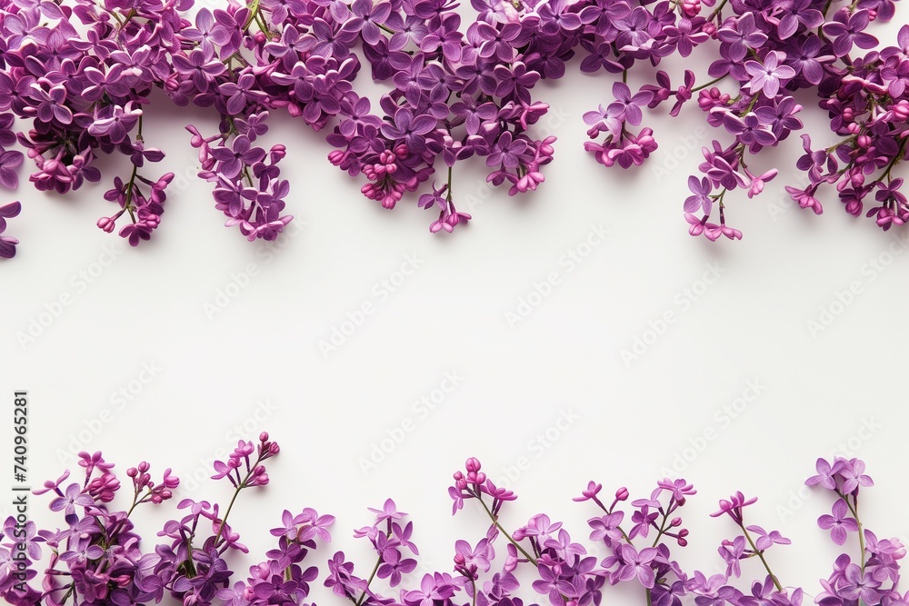 Fototapeta Lilac flowers border with copy space.