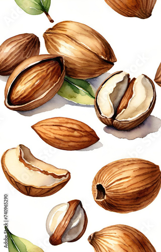 nuts on white background