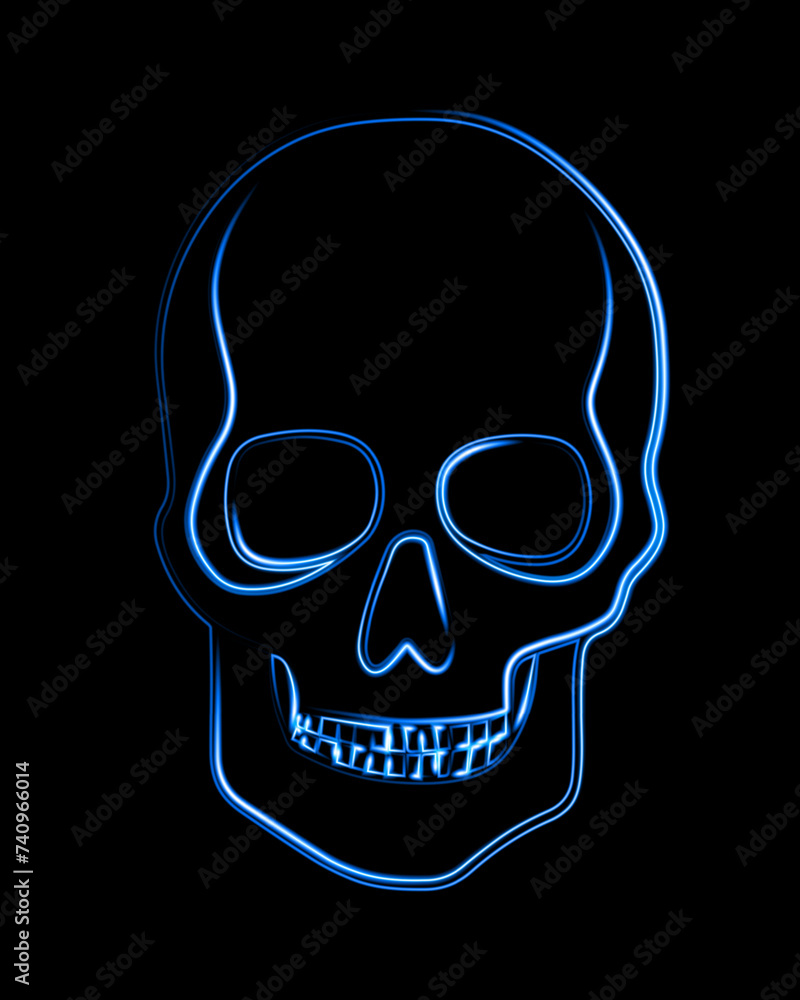 Vector isolated illustration of human skull for Day of the Dead in Mexico.