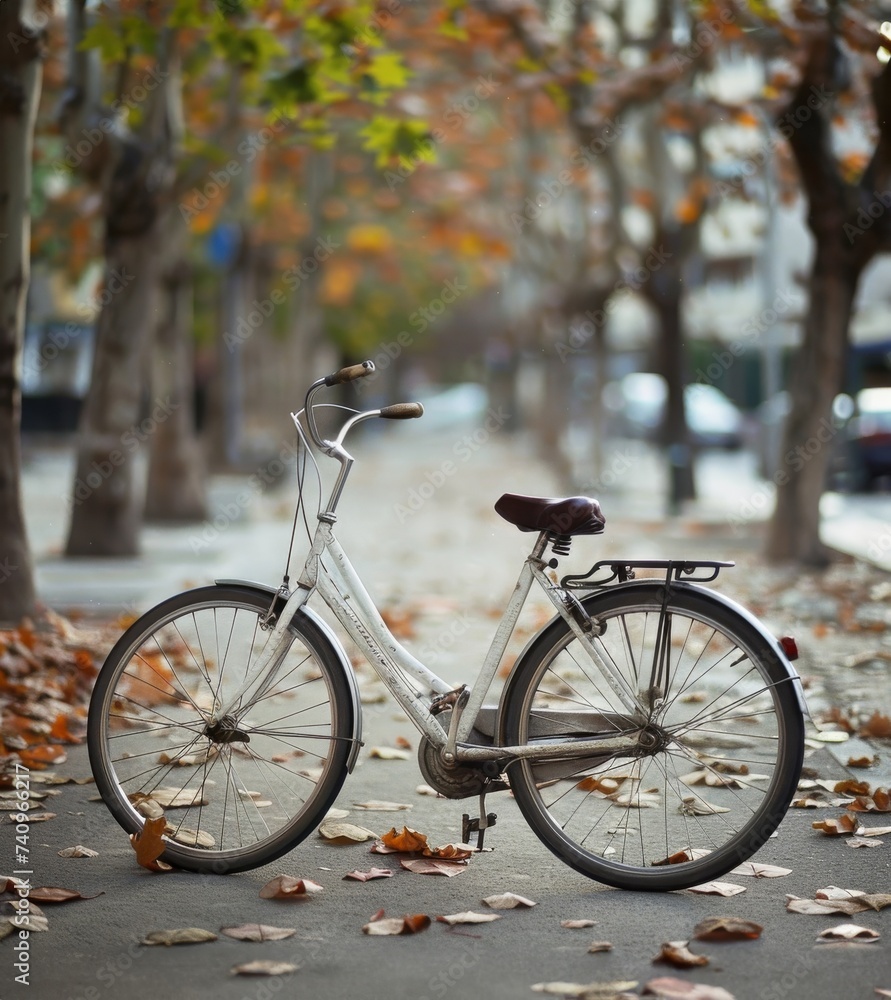 Fototapeta premium Classic bicycle on a street with trees