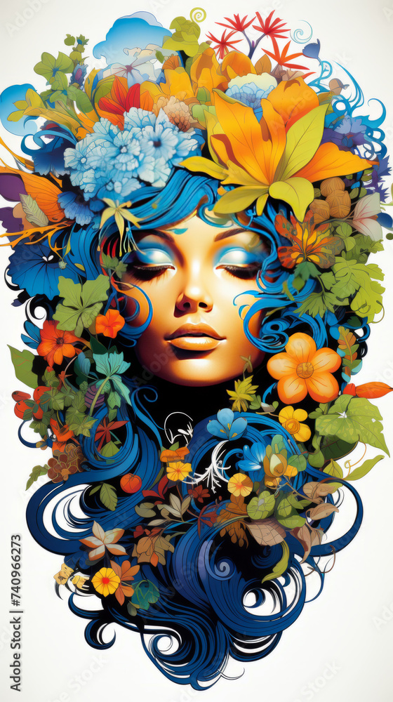 Vibrant Floral Fantasy Portrait with Abstract Elements
Vibrant Floral Fantasy Portrait with Abstract Elements