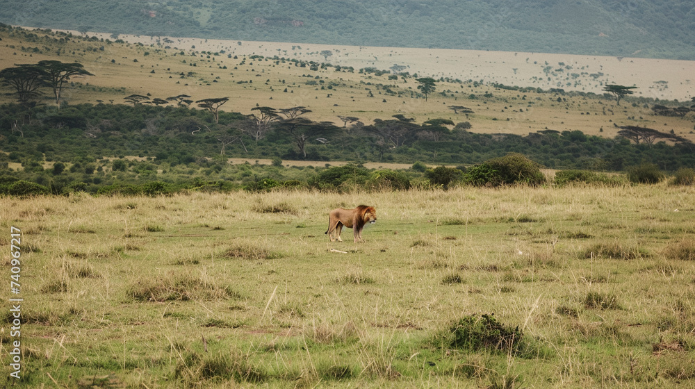 Wildlife Safari: Lion in the African Savanna
