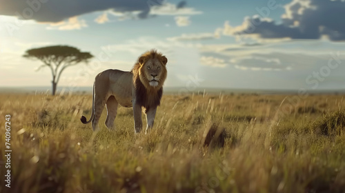 Majestic Lion in African Wilderness