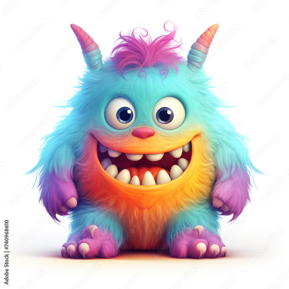 funny adorable pastel monster in white background сreated with Generative Ai funny adorable pastel monster in white background сreated with Generative Ai