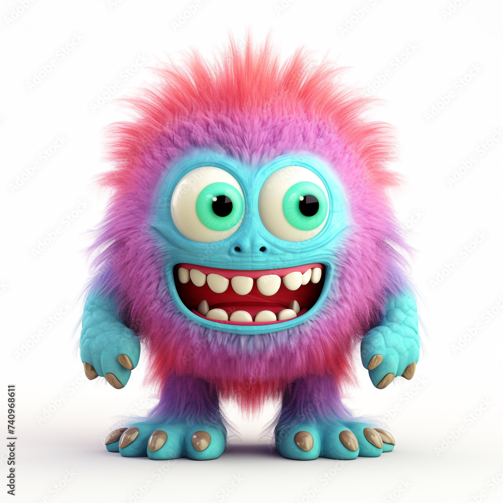 funny adorable pastel monster in white background сreated with Generative Ai funny adorable pastel monster in white background сreated with Generative Ai