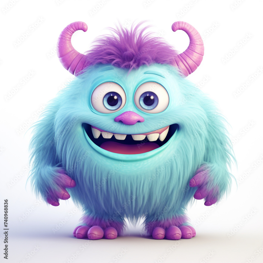 funny adorable pastel monster in white background сreated with Generative Ai funny adorable pastel monster in white background сreated with Generative Ai