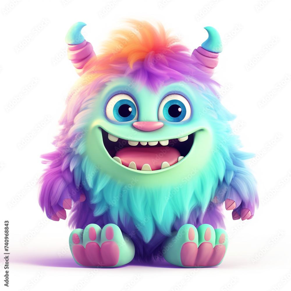 funny adorable pastel monster in white background сreated with Generative Ai funny adorable pastel monster in white background сreated with Generative Ai