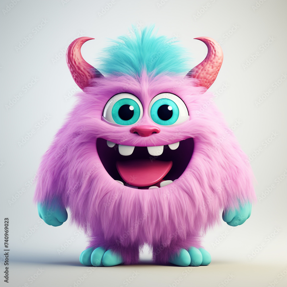 funny adorable pastel monster in white background сreated with Generative Ai funny adorable pastel monster in white background сreated with Generative Ai