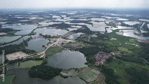 Aerial View of The Abandoned Tin Mines of Kampar, Perak Malaysia photo