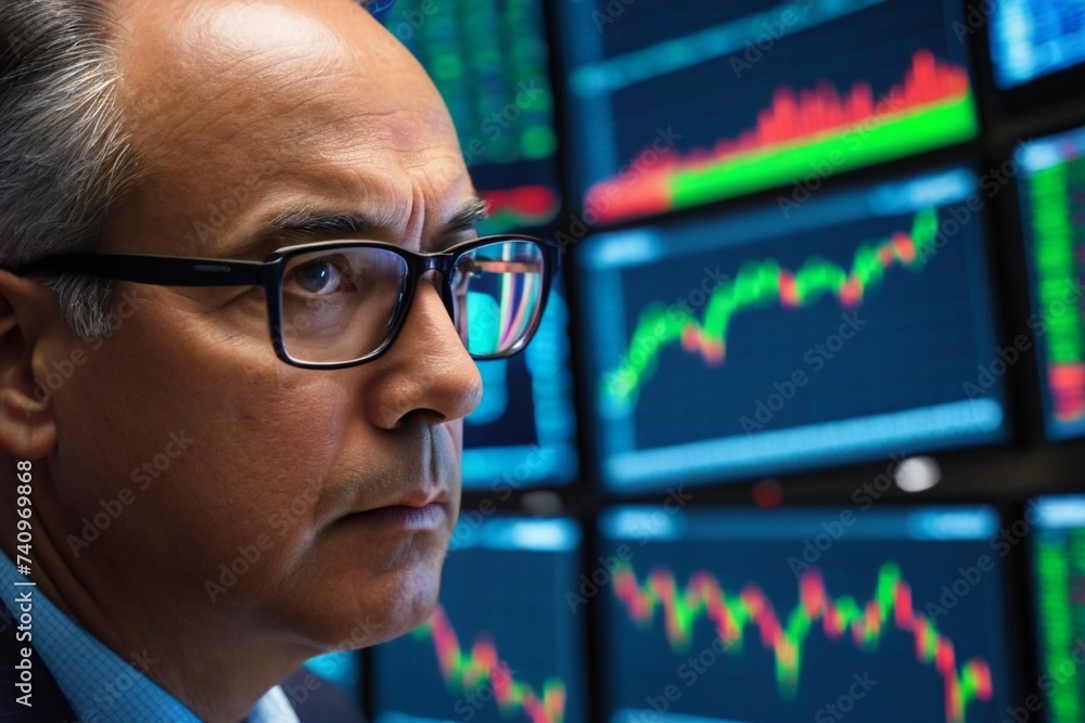 businessman watches the market charts businessman watches the market charts