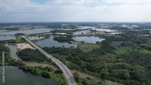 Aerial View of The Abandoned Tin Mines of Kampar, Perak Malaysia photo