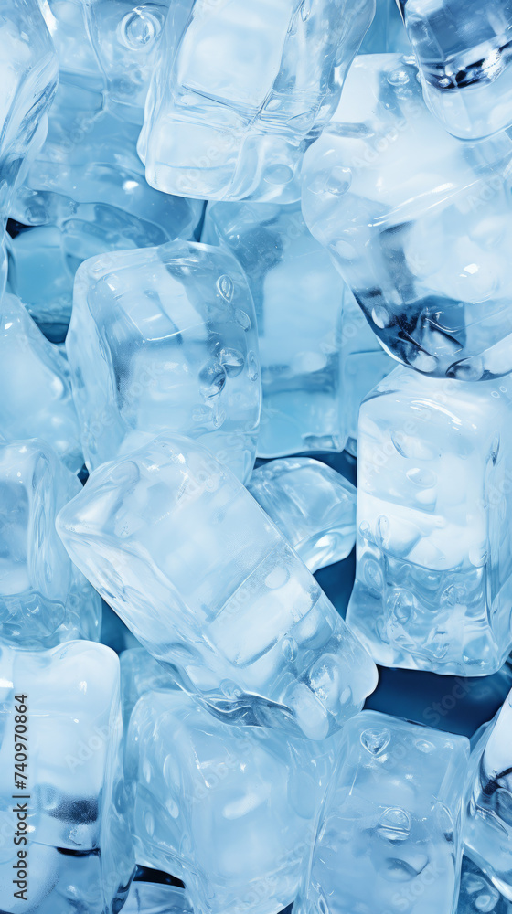 Close-up Texture of Ice Cubes with Blue Tint
Close-up Texture of Ice Cubes with Blue Tint
