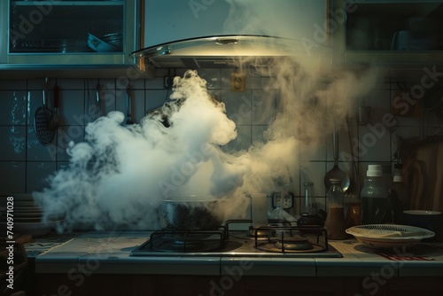 A Kitchen Filled With Smoke